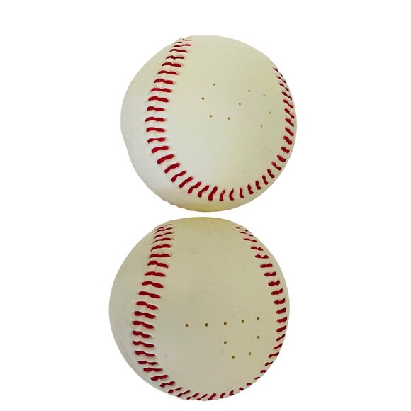 Vintage Hallmark Style Baseballs 2 Pack White Leather With Red Stitching Plastic - Picture 4 of 7